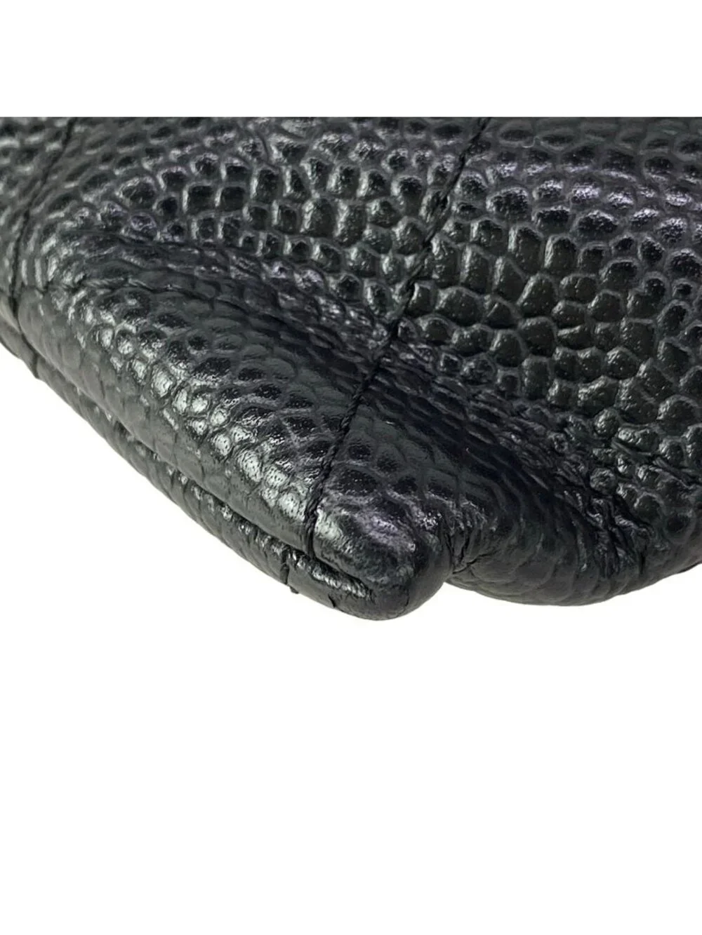Chanel Wallet Half Moon Black Chain Shoulder Silver CC Logo